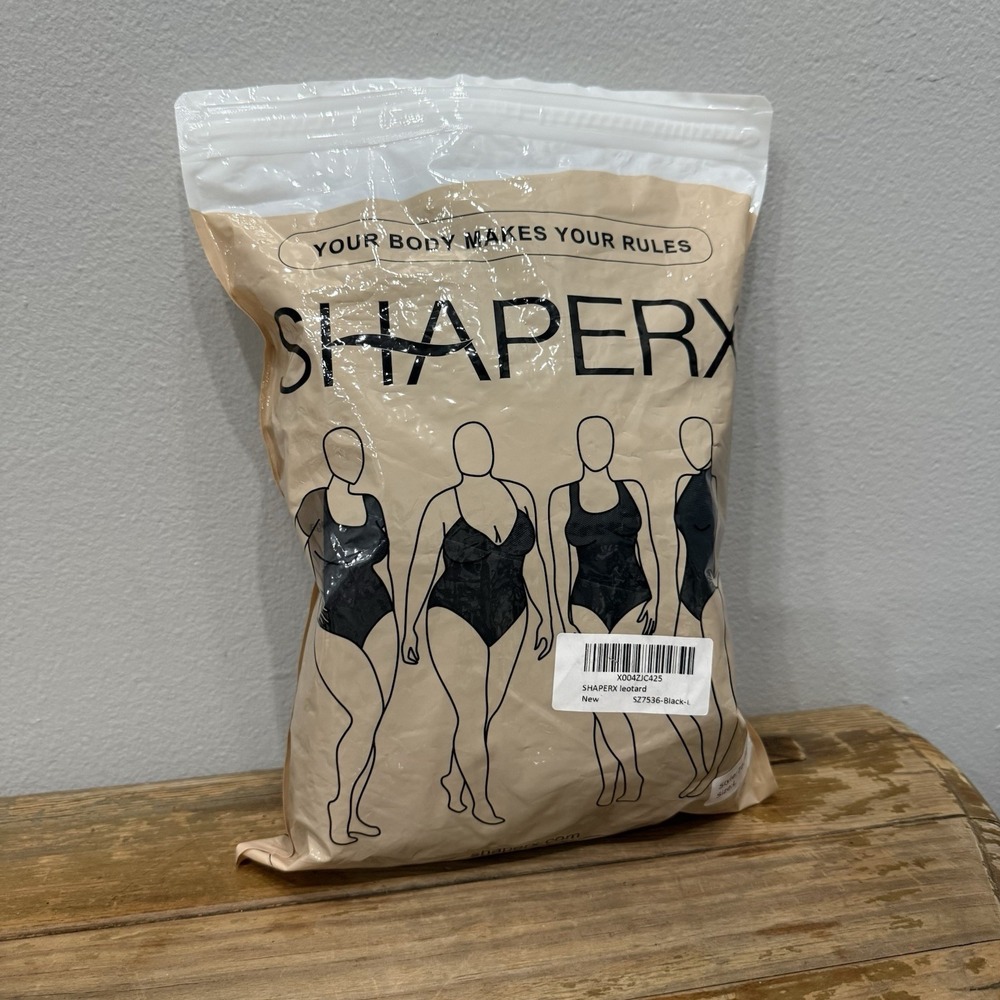 Shaperx Shapewear Bodysuit Women L Black New Zipper Firm Compression 7536IY